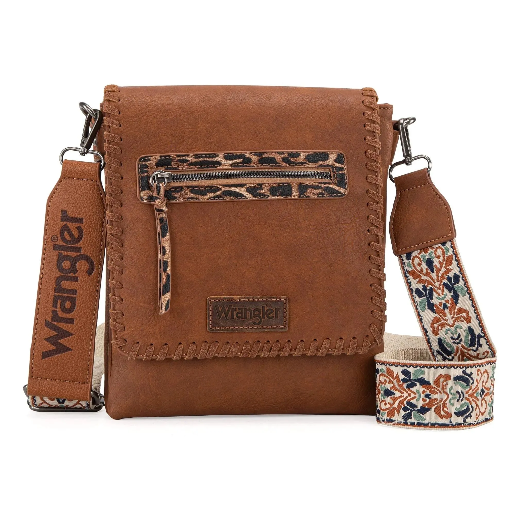 Wrangler Whipstitch Leopard Print Crossbody