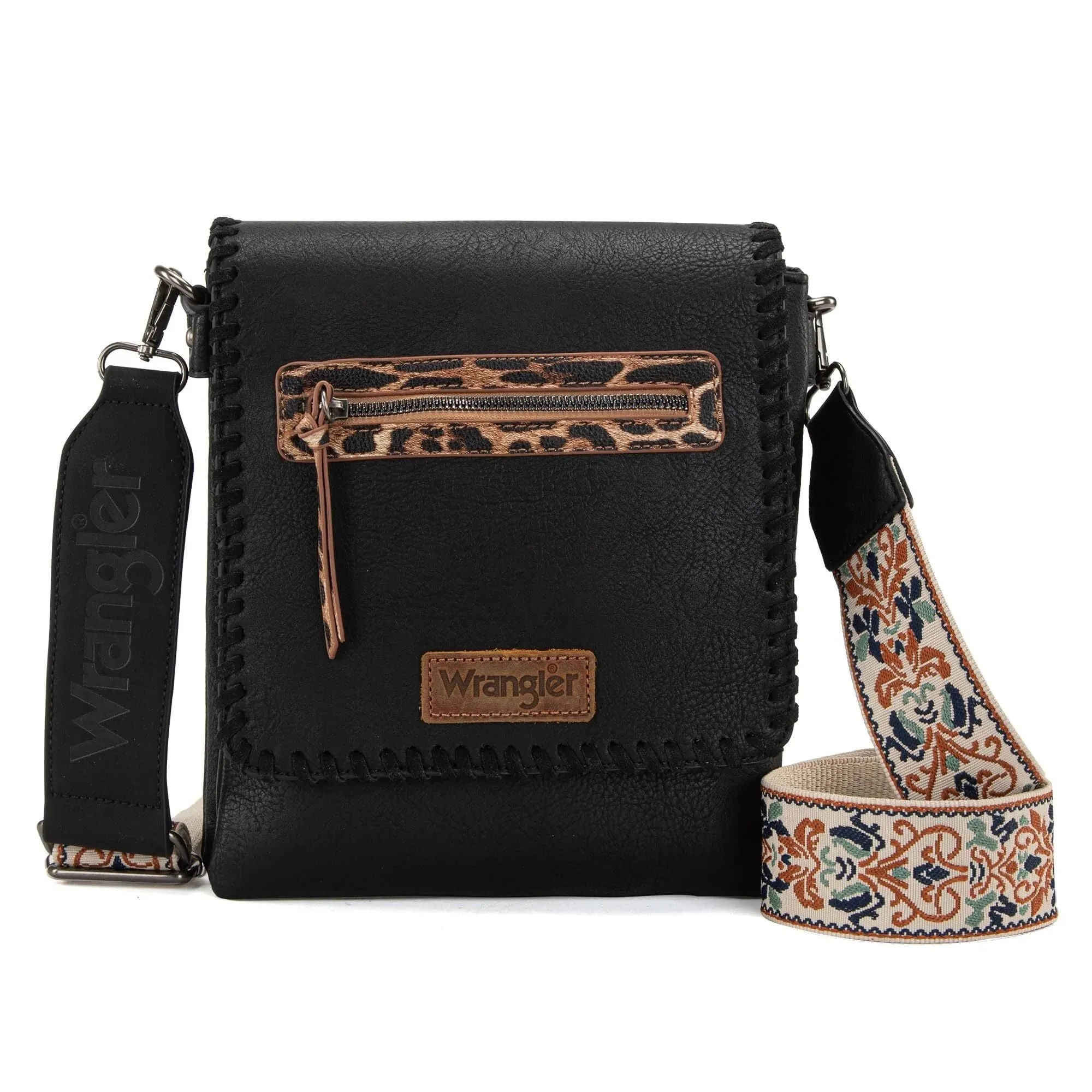 Wrangler Whipstitch Leopard Print Crossbody