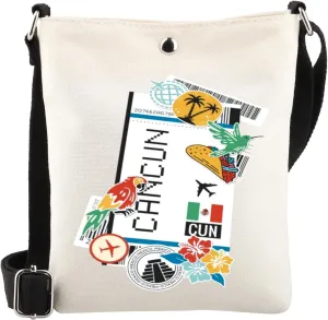 WSNANG Cancun Mexico Travel Crossbody Bag Cancun Travel Shoulder Bag Cancun Summer Beach Gift Welcome to Cancun Gift