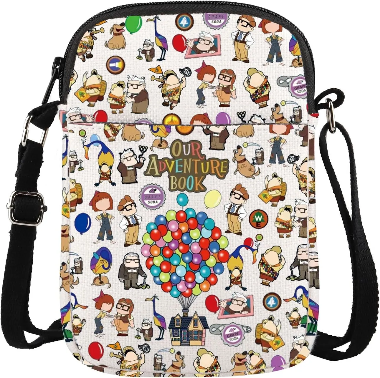 WSNANG Carl and Ellie Fans Crossbody Bag Flying House Balloon Travel Portable Small Bag Cartoon Movie Merchandise