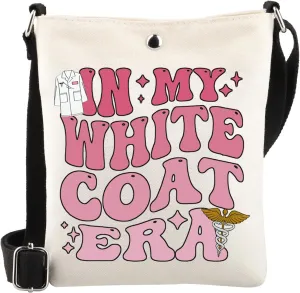 WSNANG In My White Coat Era Crossbody Bag - Ceremony Gift for Future Doctor, Nurse Practitioner - Shoulder Bag (White Coat CB)