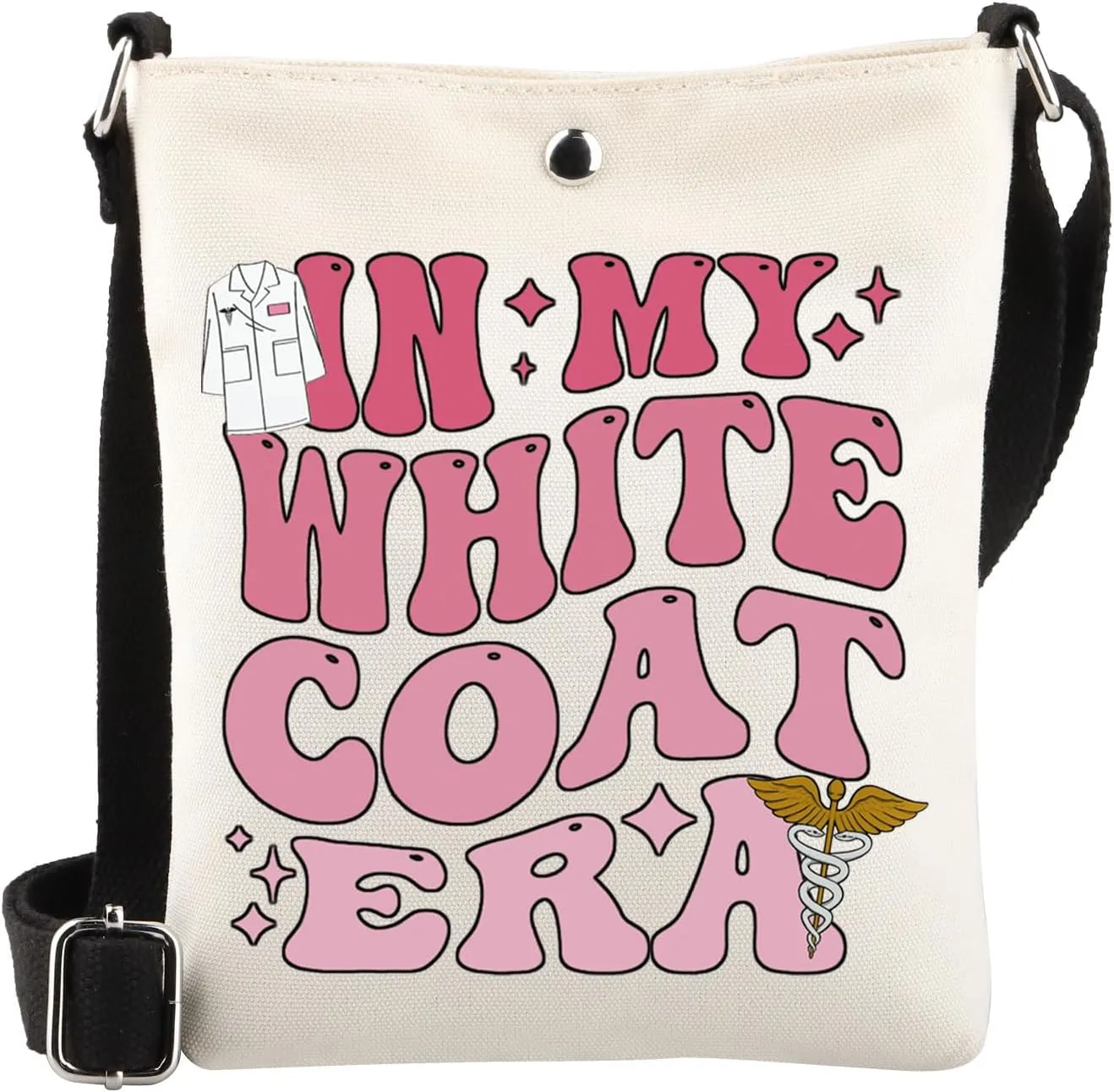 WSNANG In My White Coat Era Crossbody Bag - Ceremony Gift for Future Doctor, Nurse Practitioner - Shoulder Bag (White Coat CB)