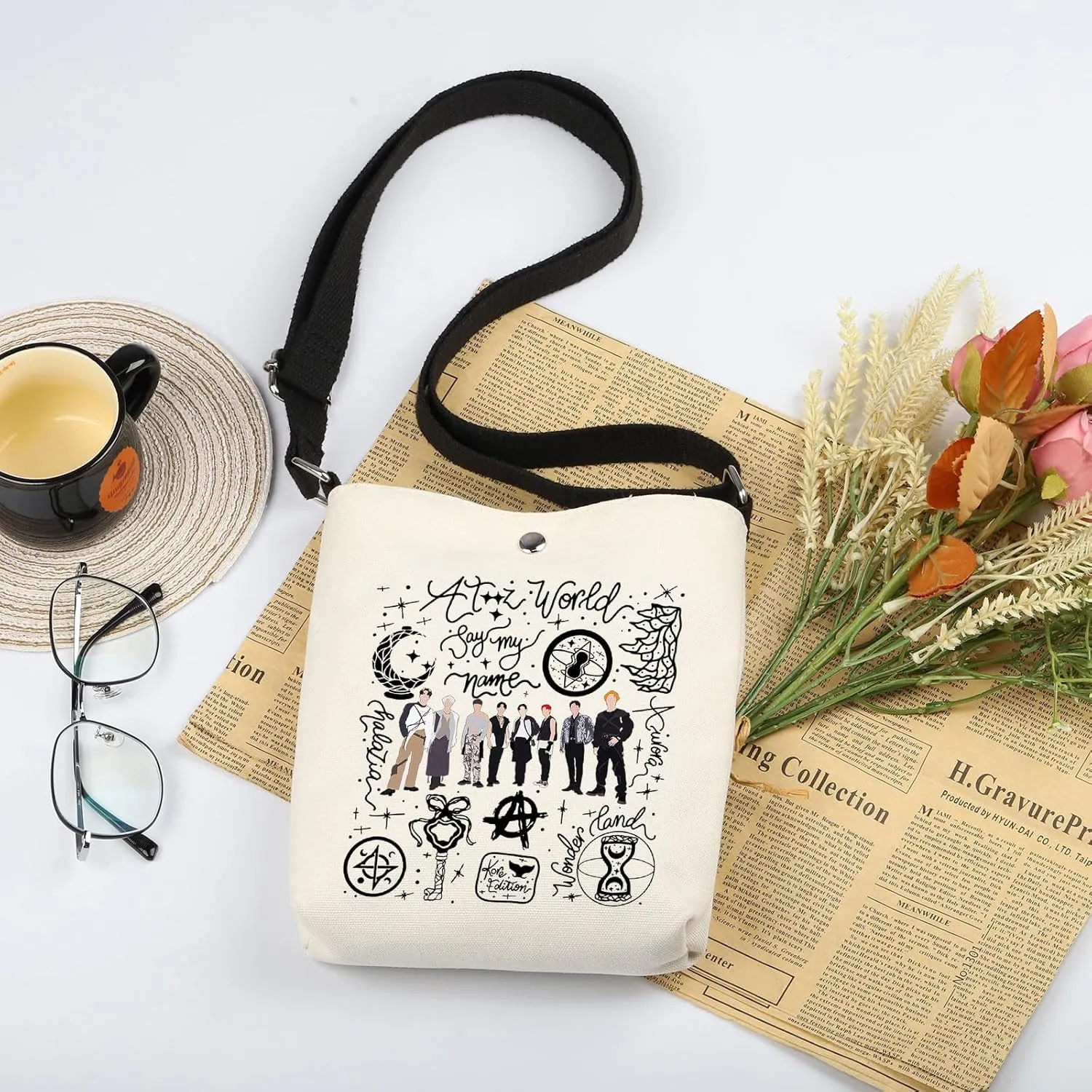 WSNANG K-Pop Group Aniteez Gift K-Pop Group Members Crossbody Bag K-Pop Fans Shoulder Bag K-pop Music Lover Gift K-POP Merch