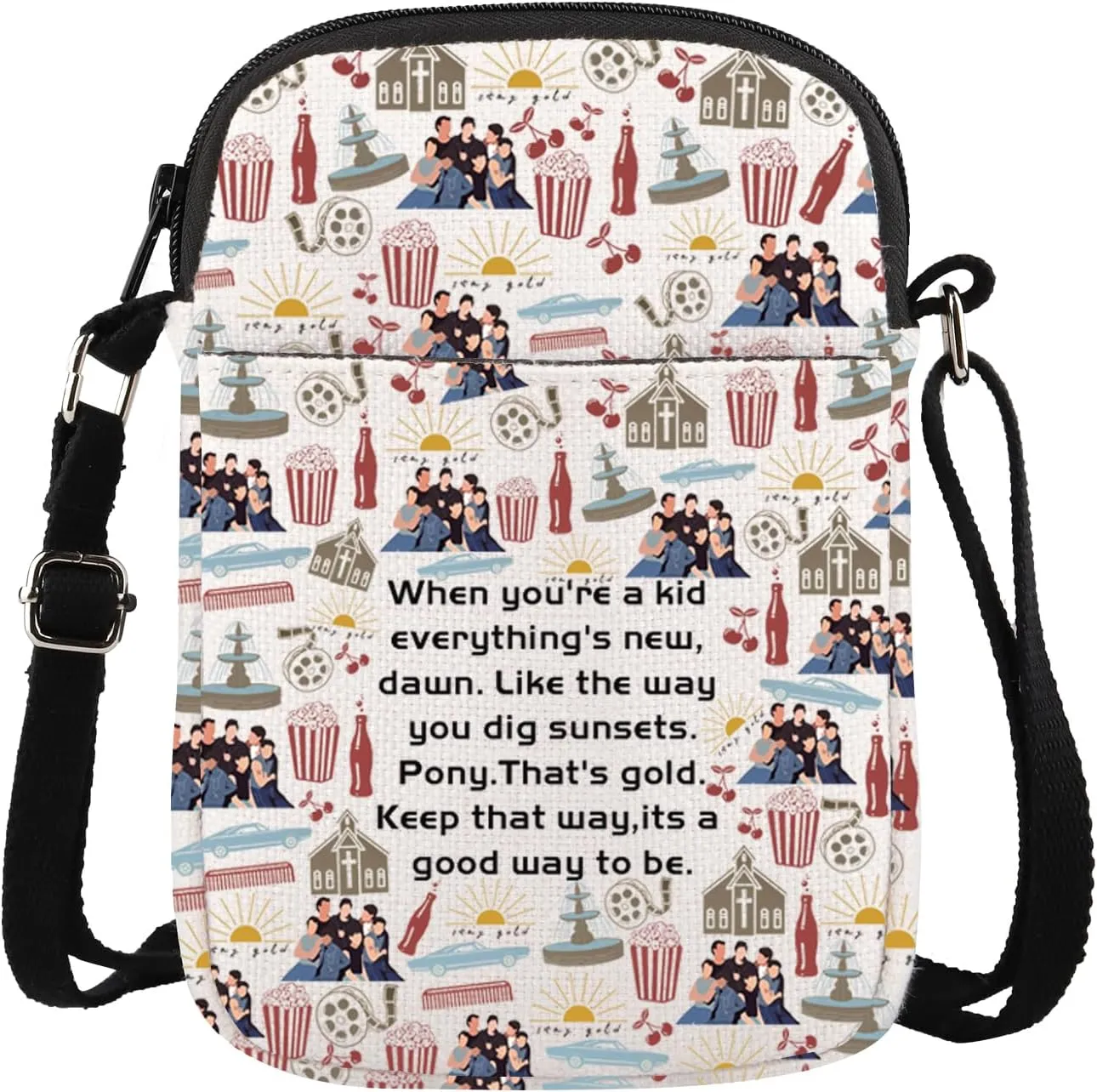 WSNANG Musical Quote Crossbody Bag Johnny & Dallas & Ponyboy Fans Gift Two-Bit & Steve Shoulder Bag