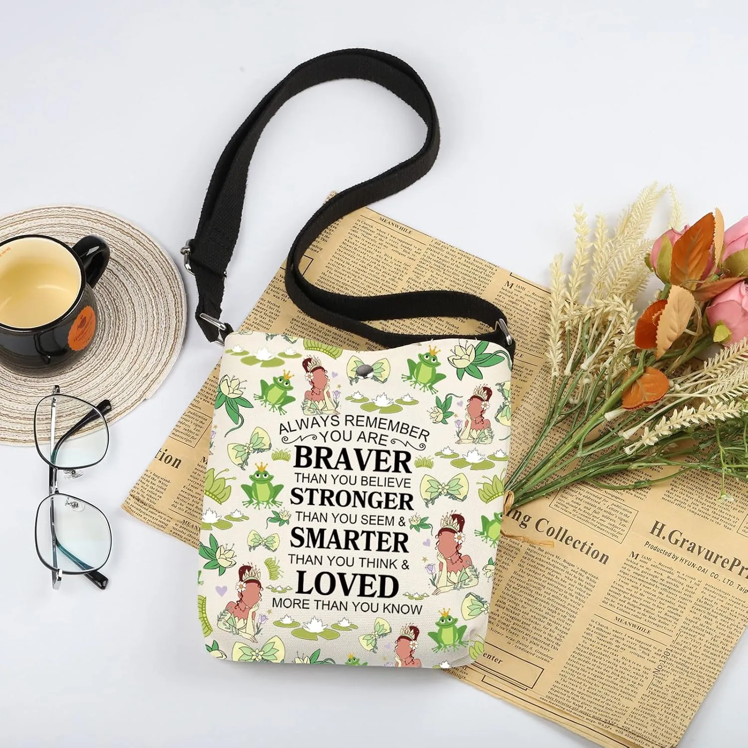 WSNANG Princess Tote Bag Frog Lover Shoulder Bag Frog Movie Princess Fans Gift Princess Birthday Gift for Daughter