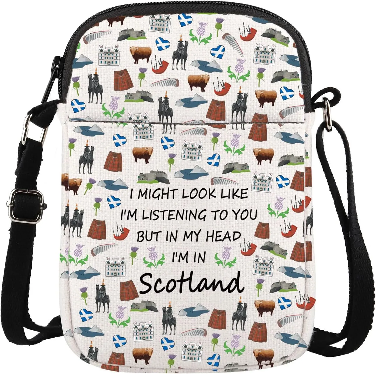 WSNANG Scotland Gift Scotland Travel Crossbody Bag Scotland Souvenir Shoulder Bag Edinburgh Gift Welcome to Scotland Gift