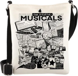 WSNANG The History of Musicals Inspired Crossbody Bag Musicals Lover Shoulder Bag Musical Theater Fans Gift