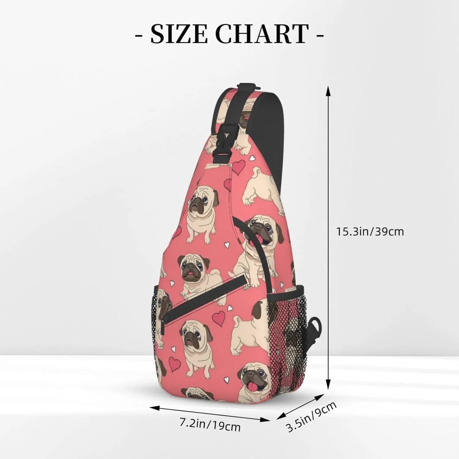 WURTON Dog Print Trendy Casual Daypack Versatile Crossbody Backpack Shoulder Bag Fashionable Chest Bag