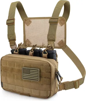 WYNEX Tactical Mag Admin Pouch, Molle Utility Tool Pouch Medical EMT Organizer with Triple Stacker Magazine Holder for M4 M16 Patch Included