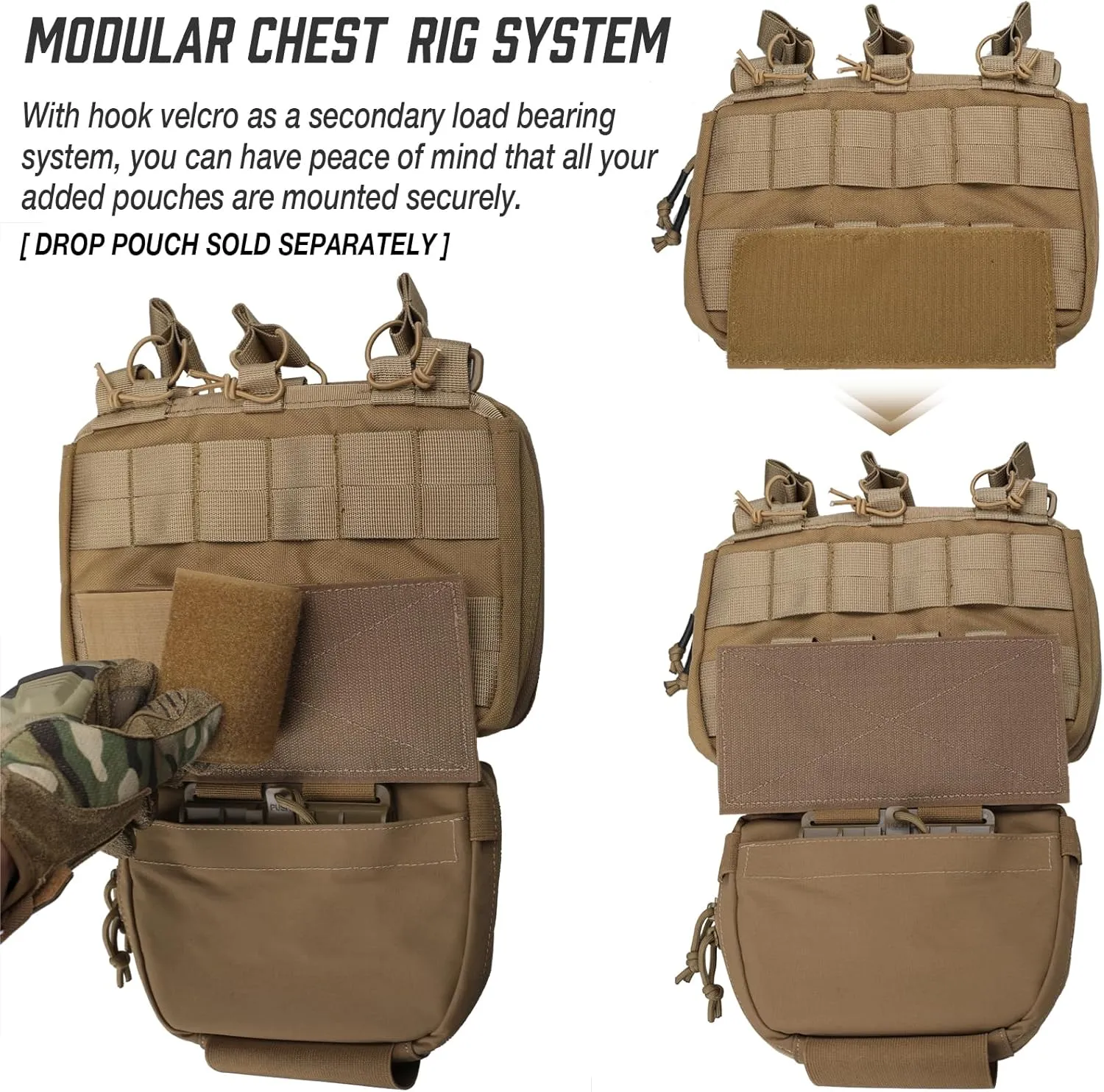 WYNEX Tactical Mag Admin Pouch, Molle Utility Tool Pouch Medical EMT Organizer with Triple Stacker Magazine Holder for M4 M16 Patch Included