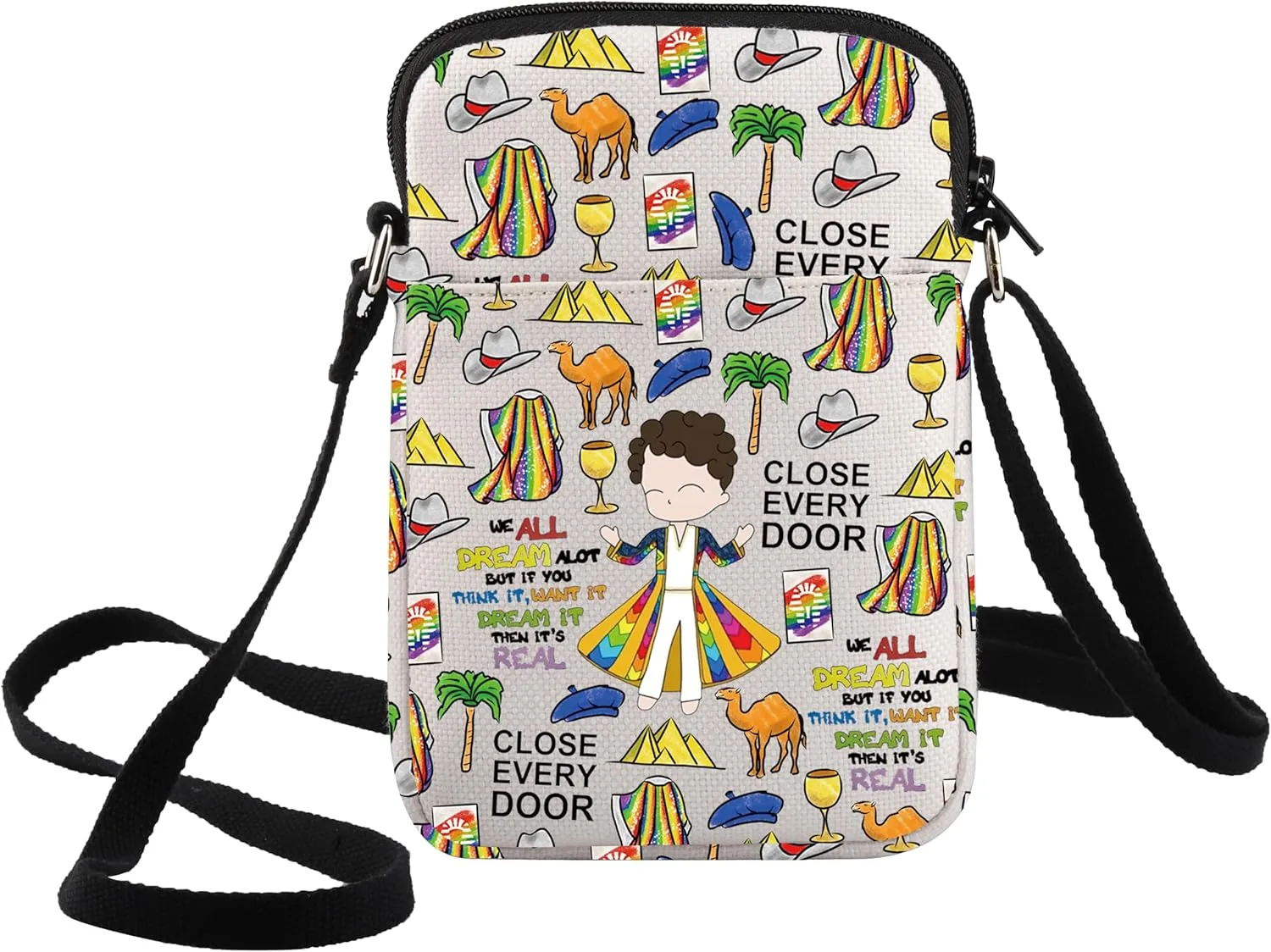 WZMPA Colorful Coat Musical Crossbody Bag Color Coat Music Lover Gift Close Every Door Shoulder Bag Colorful Coat Merch