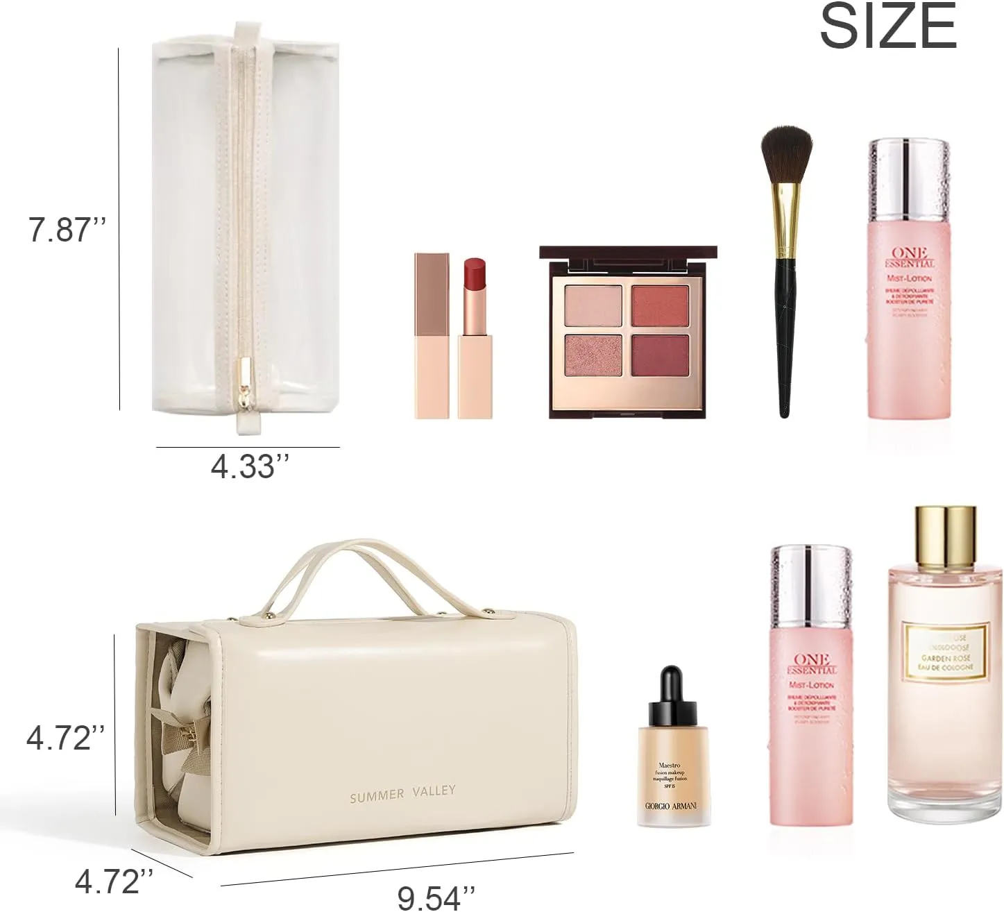 YDR Travel Makeup Bag,Capacity Cosmetic Travel Bag for Women Portable Pouch Makeup Organizer Bag with Divider and Handle Makeup Case Toiletry Bag