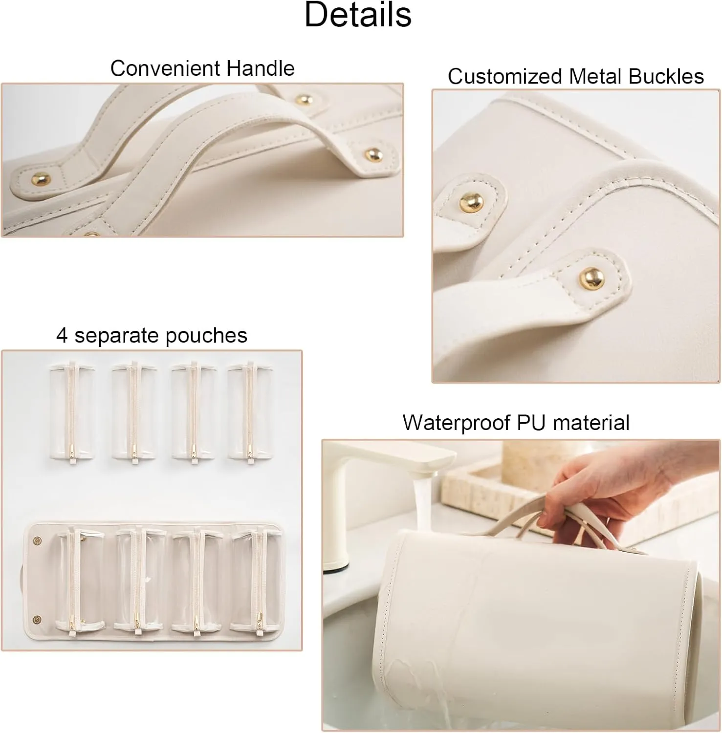 YDR Travel Makeup Bag,Capacity Cosmetic Travel Bag for Women Portable Pouch Makeup Organizer Bag with Divider and Handle Makeup Case Toiletry Bag