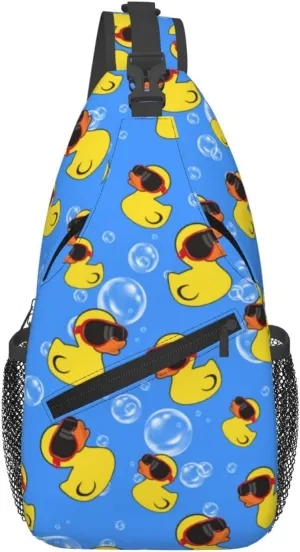 Yellow Cartoon Ducks Outdoor Crossbody Shoulder Bag For Unisex Young Adult Hiking Bicycling