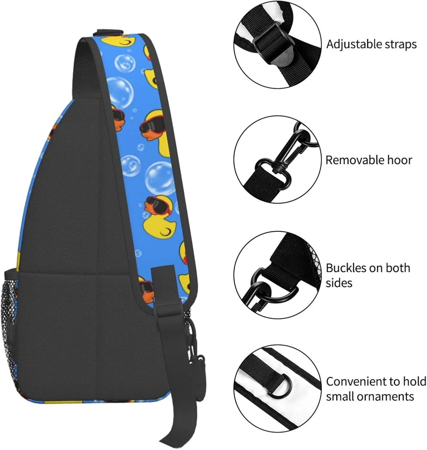 Yellow Cartoon Ducks Outdoor Crossbody Shoulder Bag For Unisex Young Adult Hiking Bicycling