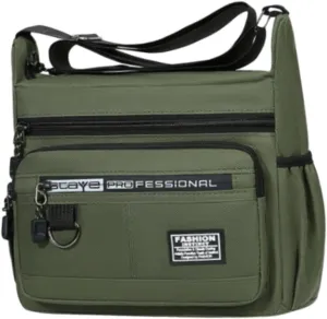 Yiju Men Shoulder Bag Simple Carrier Travel Tote Bag for Street Commuting Camping Green