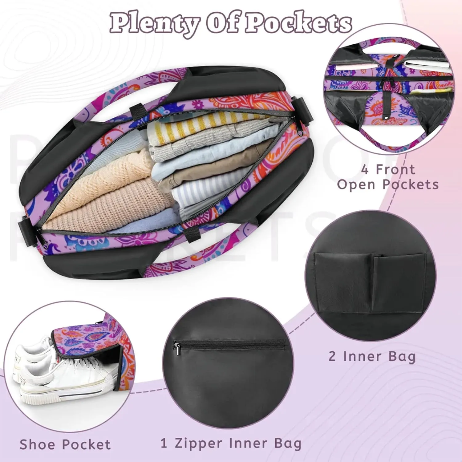 Yoga Gym Bag for Women, Figure Duffel Bag, Sport Bag with Shoe Compartment and Wet Dry Storage Pockets, Carrying Function with Yoga Mat, Suitable for Gym, Travel, Pilates and Beach (Pink)