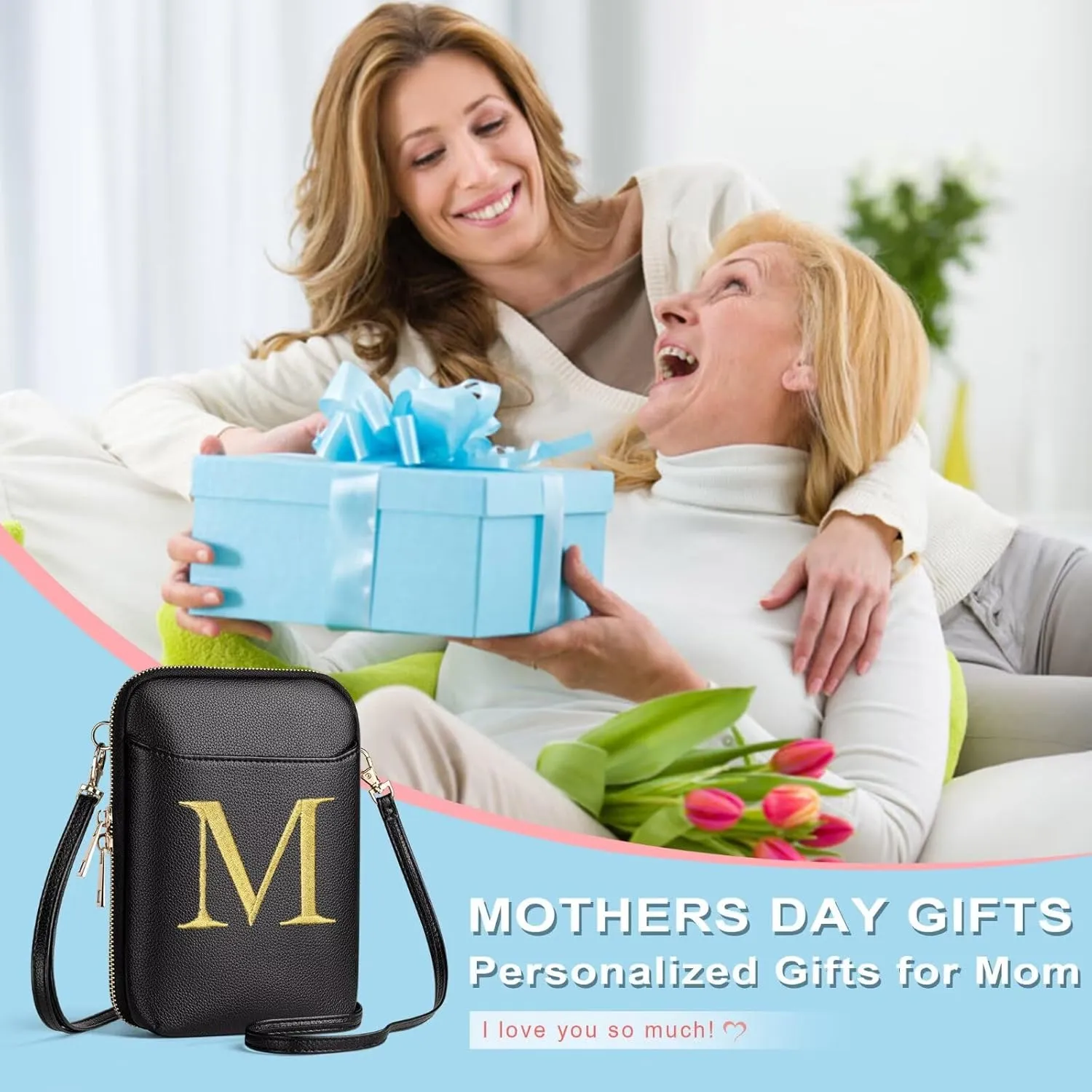 YOOLIFE Mothers Day Gifts - RFID Blocking Crossbody Bags for Women Small Initial Sling Bag Personalized Gifts for Women