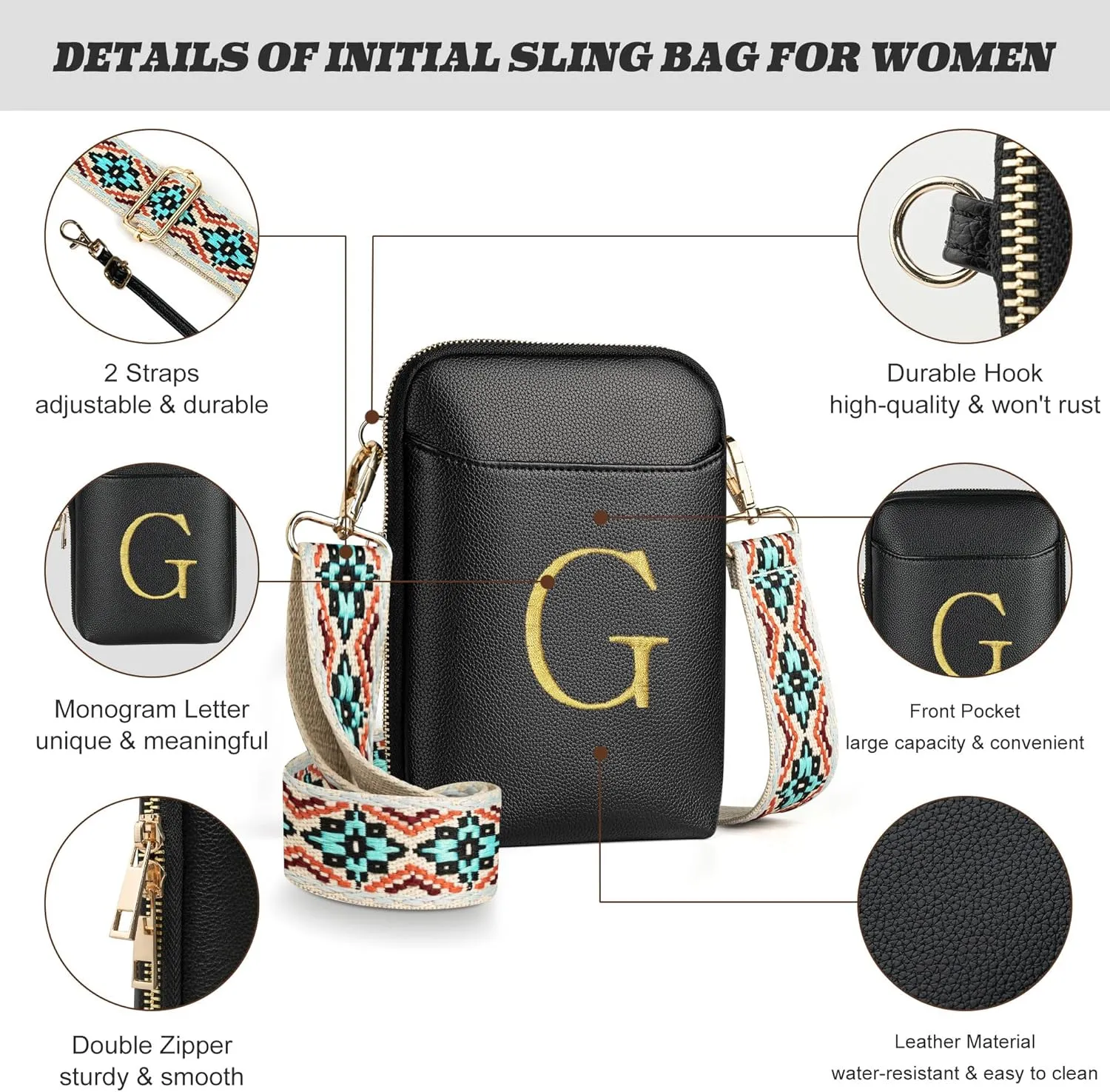 YOOLIFE Mothers Day Gifts - RFID Blocking Crossbody Bags for Women Small Initial Sling Bag Personalized Gifts for Women
